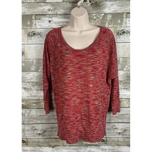 Ann Taylor Loft Womens Red Striped Scoop Neck Sweater Size L
